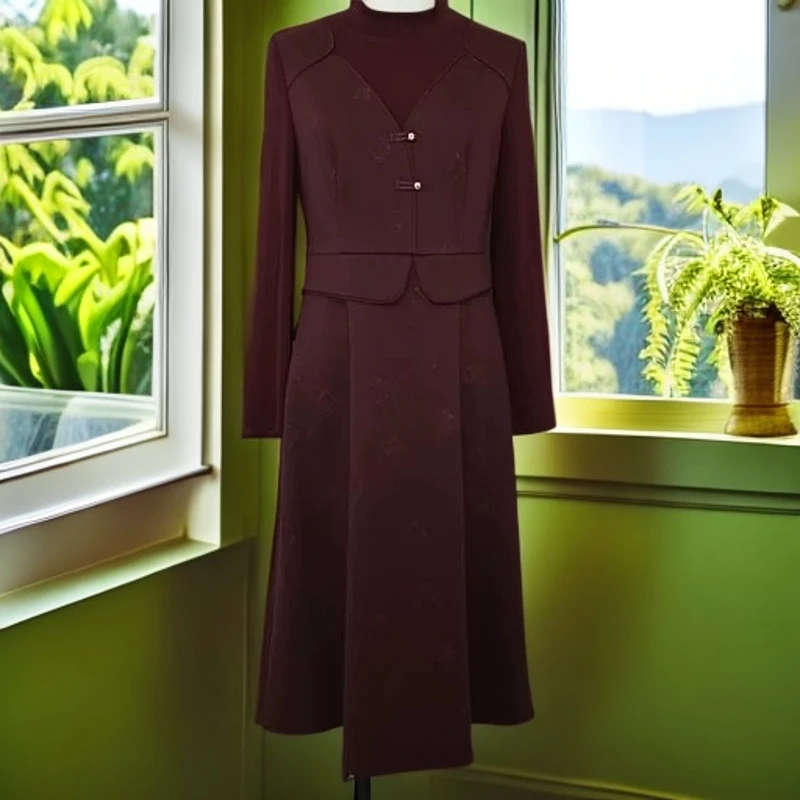 1687#【木兮兮专属】2025秋冬季新款气质显瘦百搭减龄中长款连衣裙