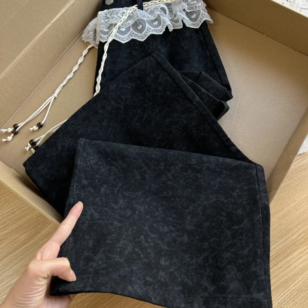 韩系直筒牛仔裤女春季2025新款宽松美式高街复古休闲低腰阔腿裤