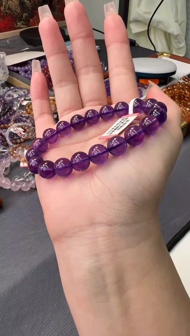 未镶嵌手链紫晶乌拉圭紫水晶9m+