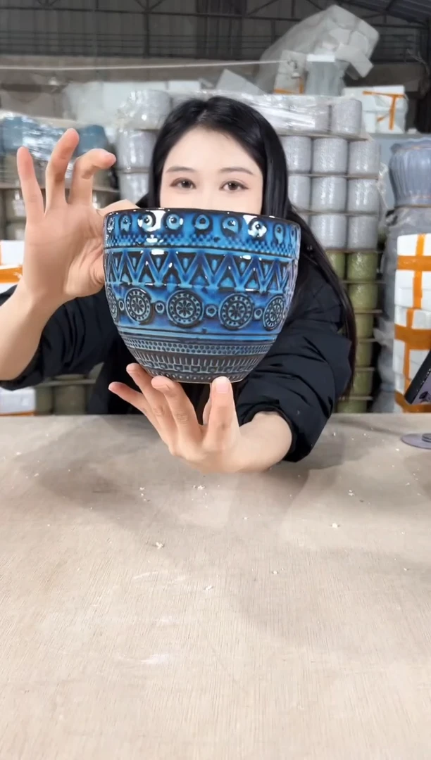 【闪购商品】陶瓷圆圈蓝白14x11