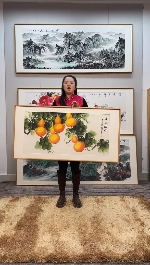 国画手绘葫芦122*62尺寸