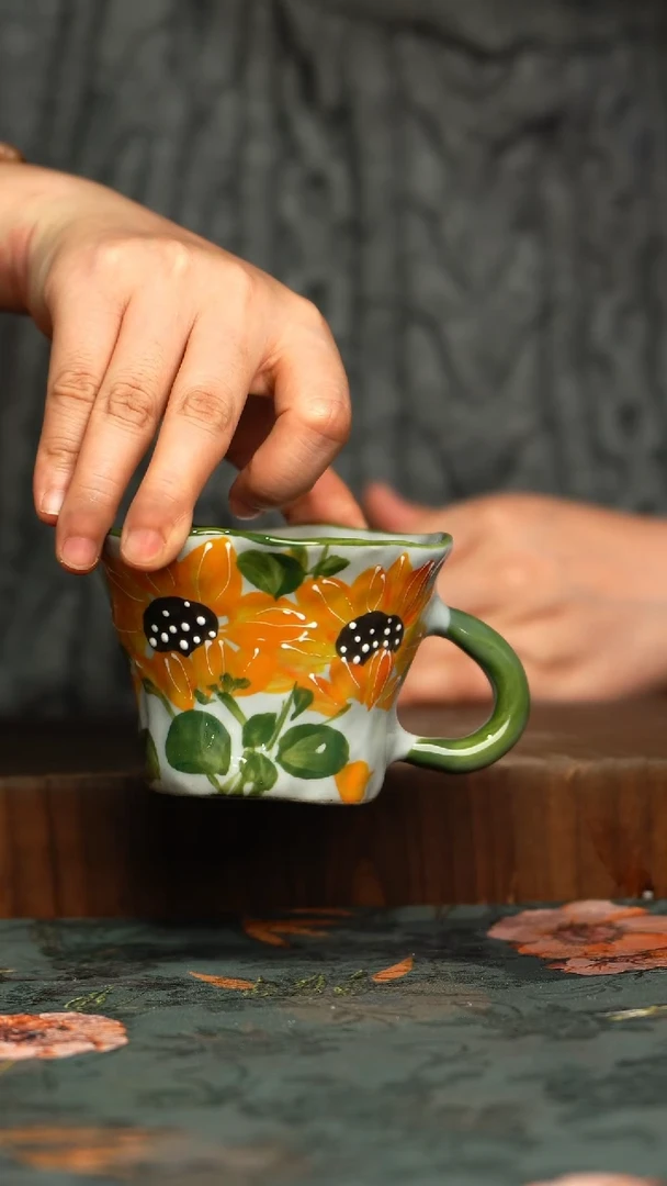 杯釉下彩手工手绘同款陶器