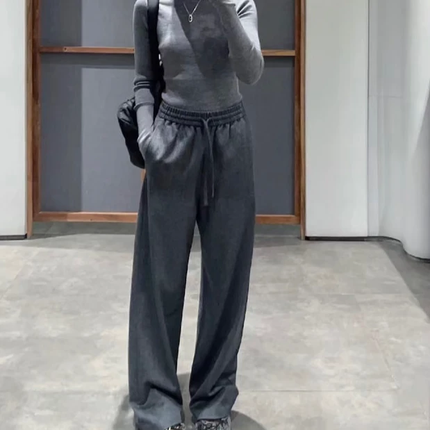 【laura小you专属】JODIE WANG羊毛呢休闲直筒裤G1095