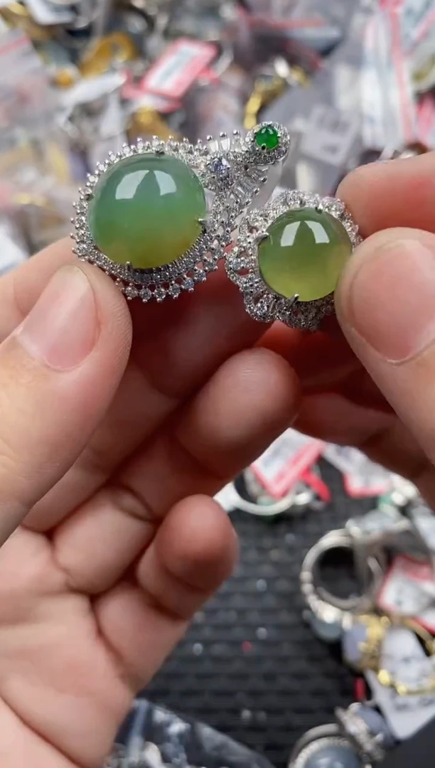 银S925镶嵌戒指翡翠44444  5