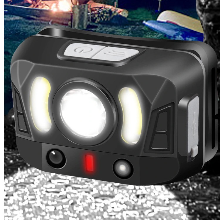 钧宏户外照明智能感应头灯T6强光充电式多功能便捷头戴式钓鱼头灯