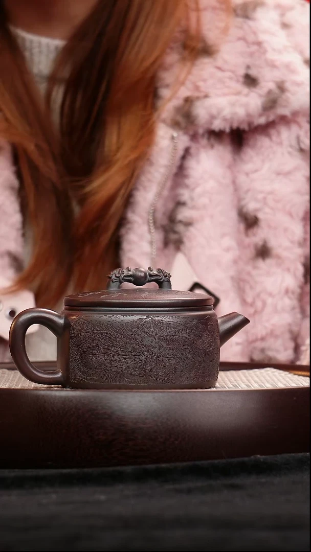 茶壶紫砂宜兴紫砂壶汉瓦双龙戏珠