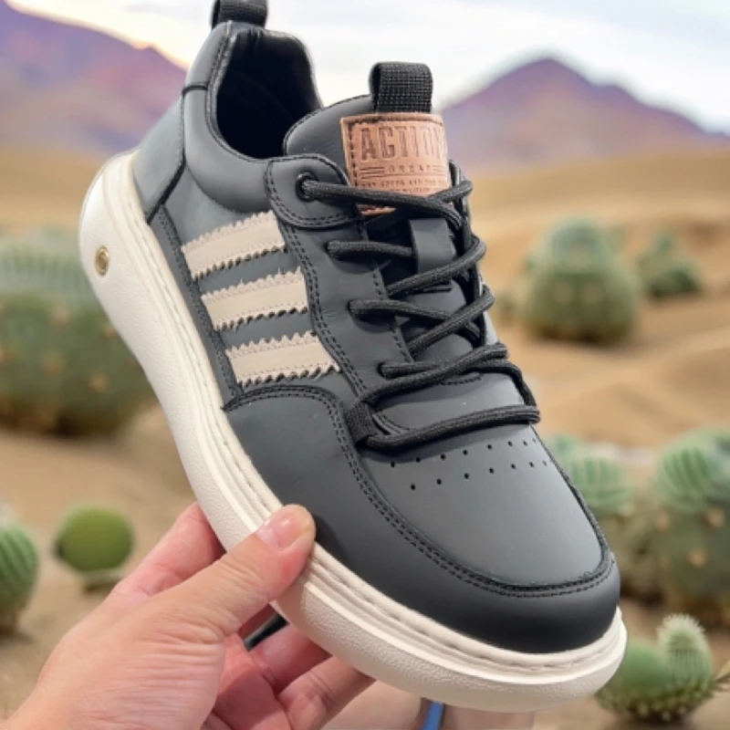 头层牛皮四季百搭全真皮运动鞋超轻超软发泡底防滑耐磨9066