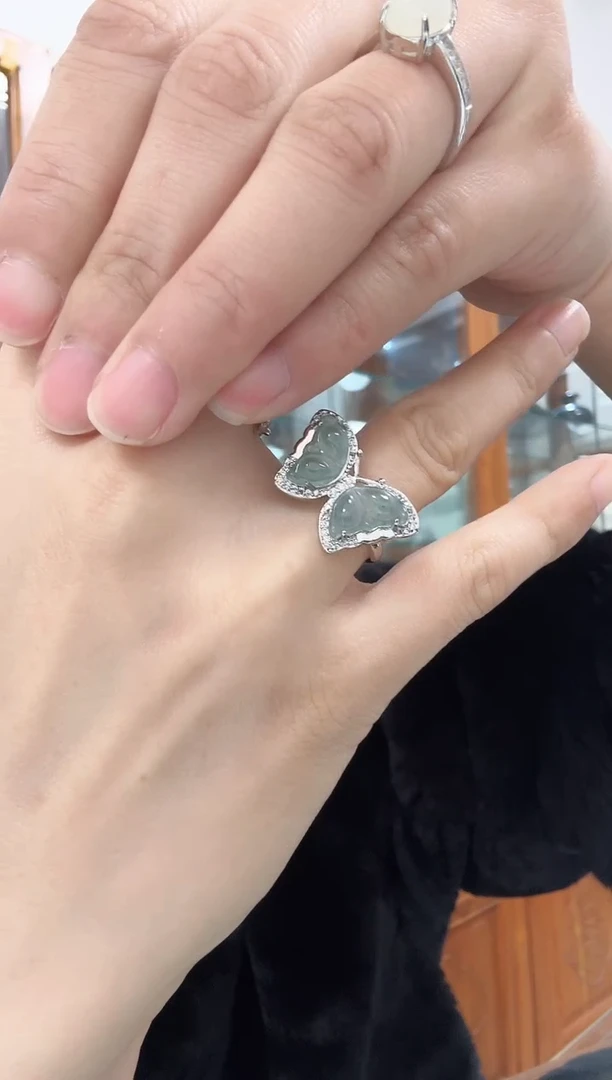 未镶嵌戒指翡翠蝴蝶戒指