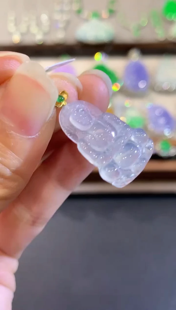 吊坠(不含链)18K金镶嵌翡翠L多样性发其一