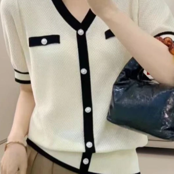 【001-060】针织衫女夏季爆款天丝上衣时尚百搭春夏洋气宽松显瘦