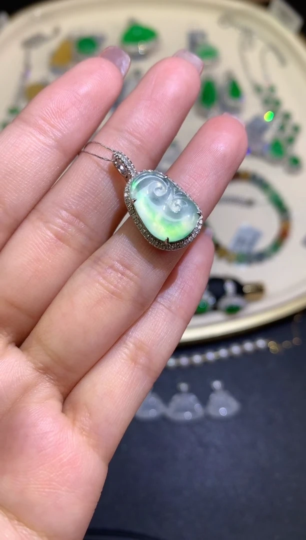 翡翠18K金镶嵌吊坠(不含链)吊坠A159|3980