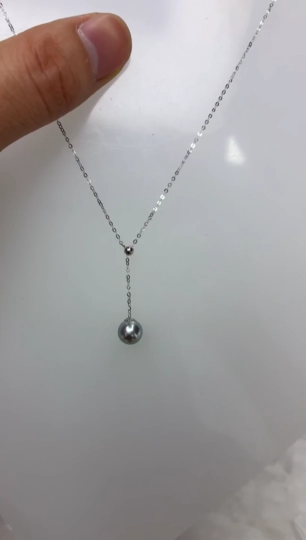 18K金镶嵌DA海水珍珠Y链7-8 y388