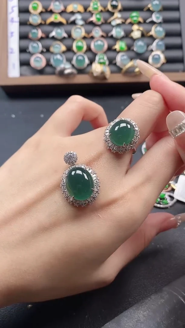 银S925镶嵌戒指翡翠51151