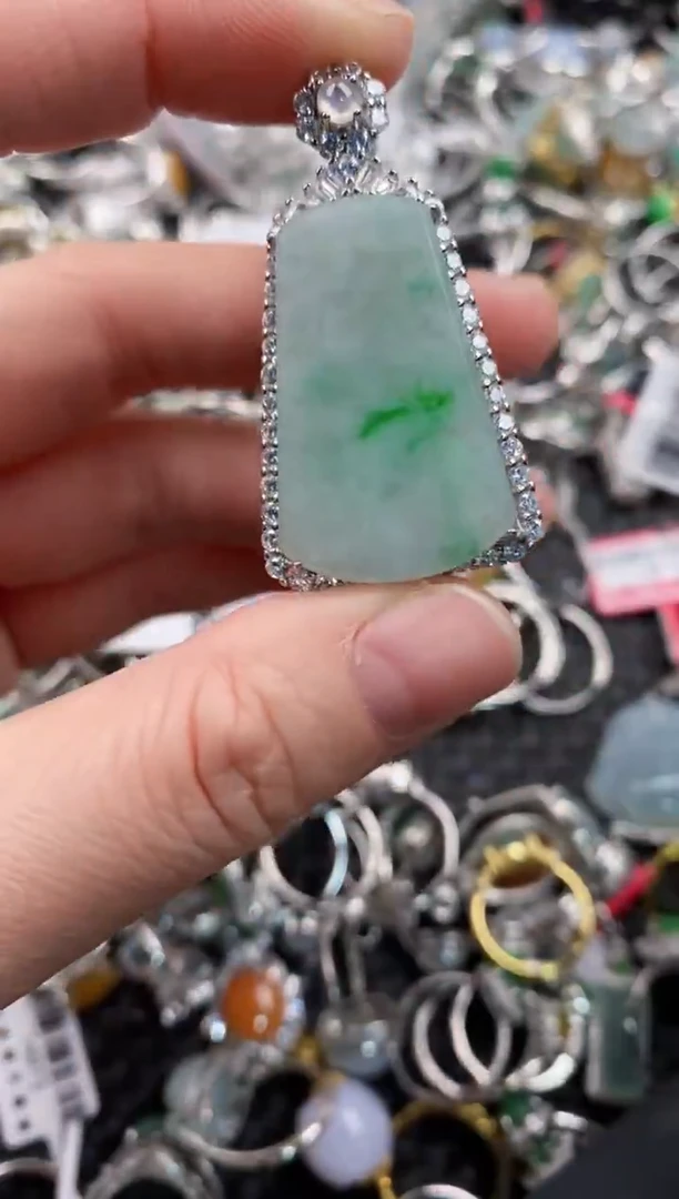 银S925镶嵌戒指翡翠888  3