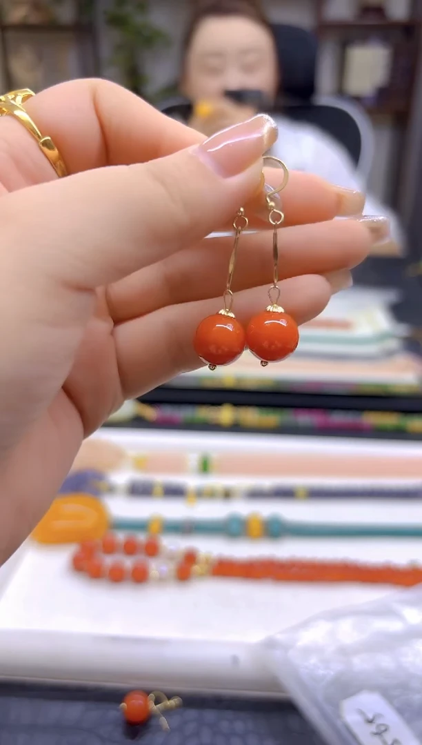 翡翠14K金镶嵌耳饰DIY款E565