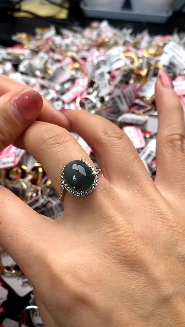 【闪购商品】翡翠戒指银S925镶嵌6666666    5