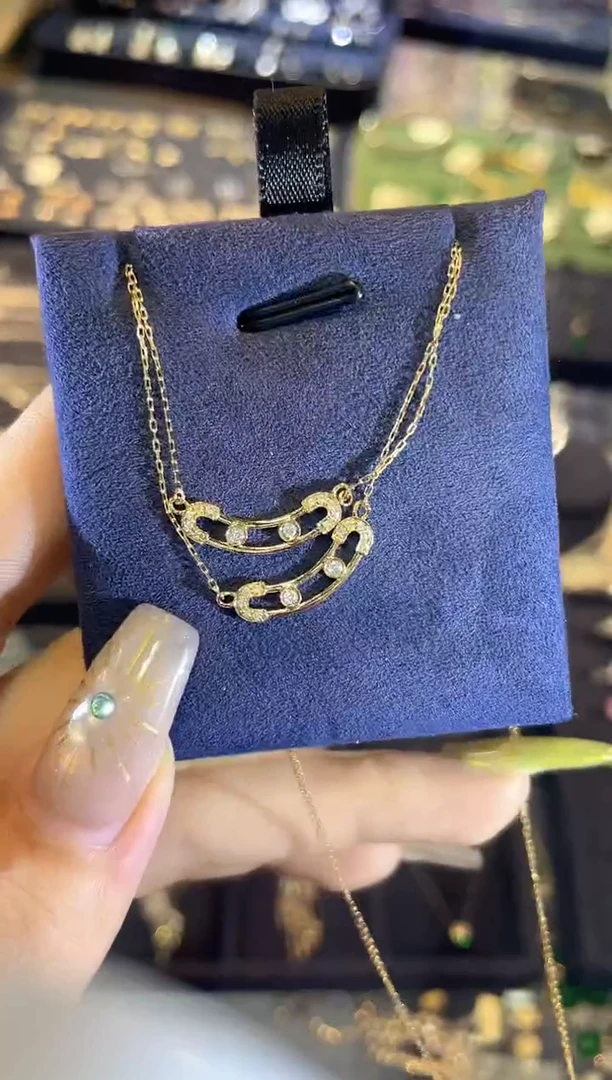 18K金镶嵌项链钻石多样性发一虚单     JZ   黄色