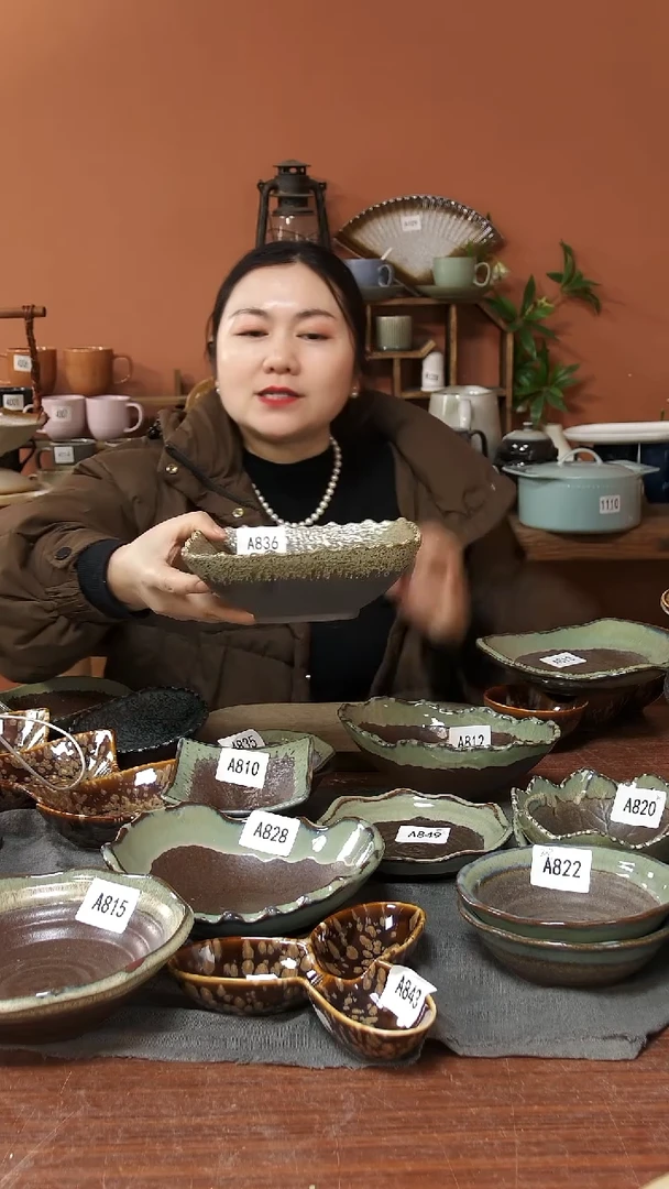 陶瓷A836 一只粗陶方碗微瑕18*6.5