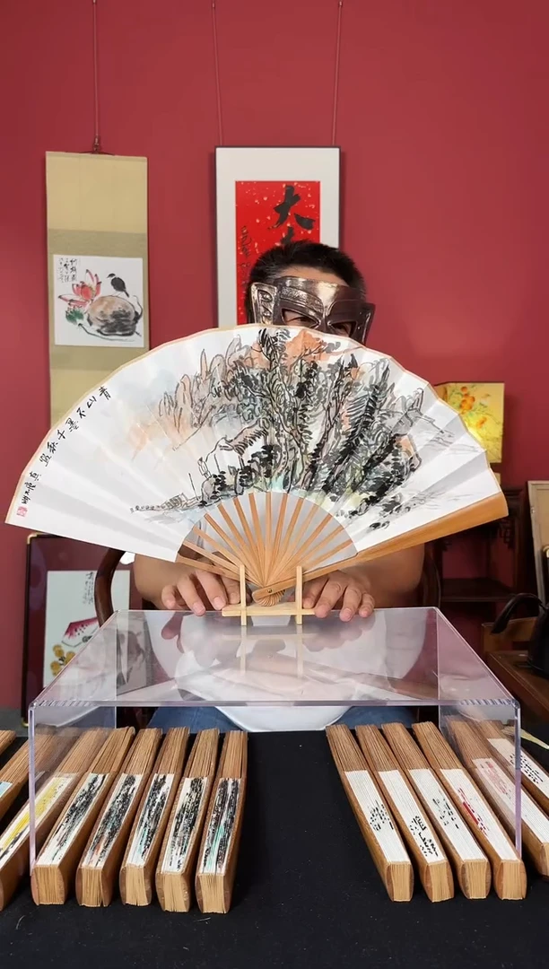 国画杜大江折扇作品
