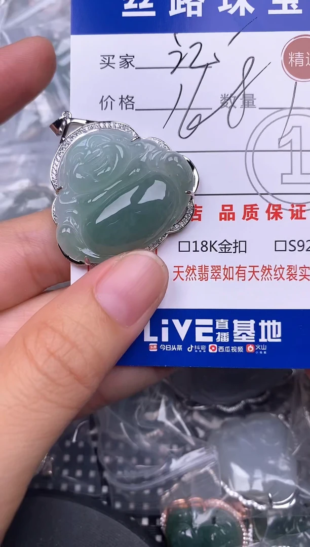 颈饰银S925镶嵌翡翠崽****～挂件