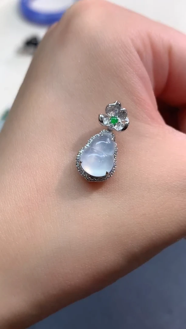 吊坠(不含链)18K金镶嵌翡翠E343|2980