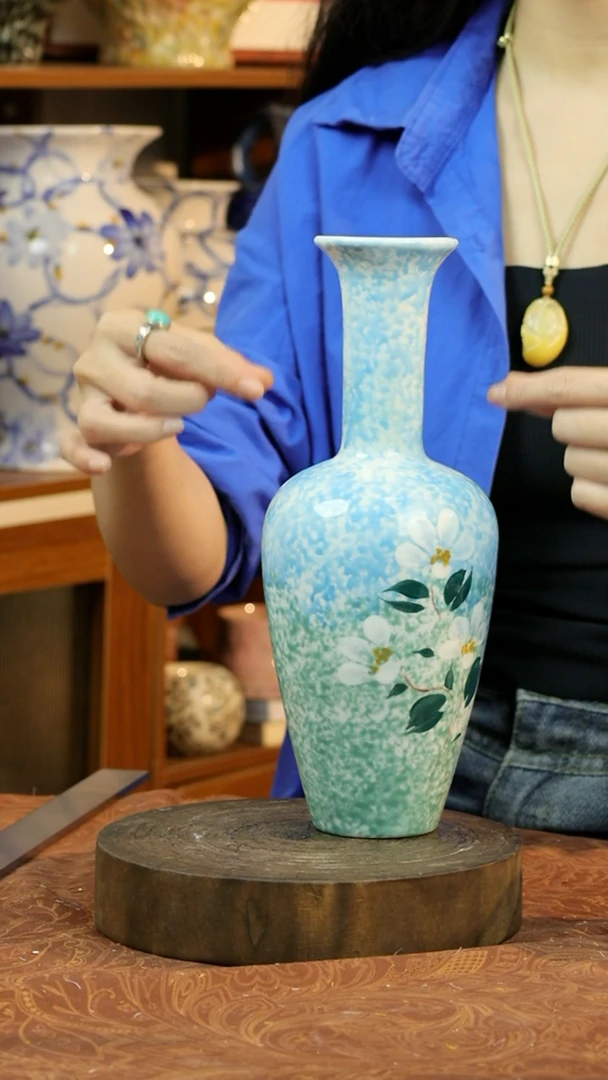 摆件景德镇手绘油画风花瓶1