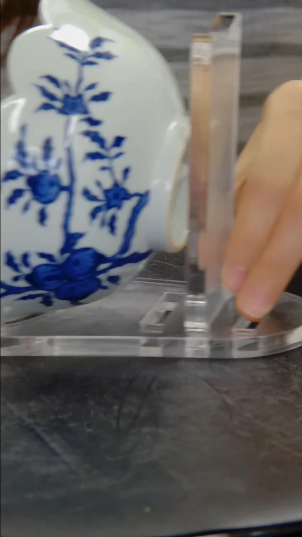 碗青花过枝九桃纹花口碗#5032#