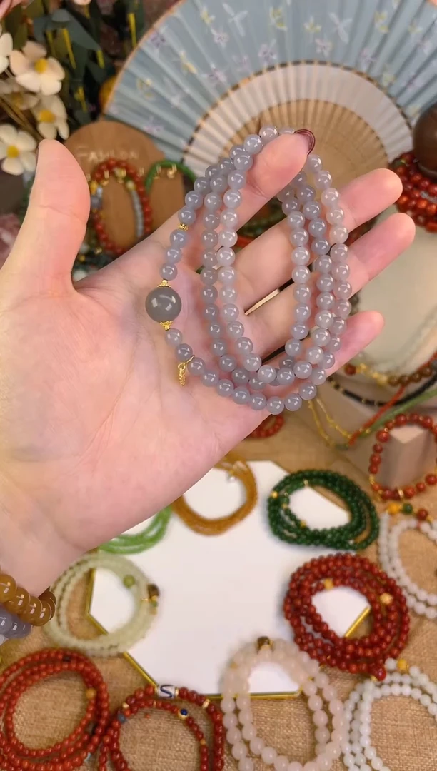 【闪购商品】和田玉三圈18K金镶嵌烟紫