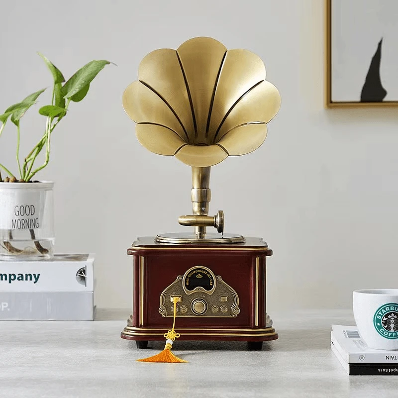 雅诗贝伦复古迷你香薰留声机中式蓝牙音响无线老式美式台式黑胶