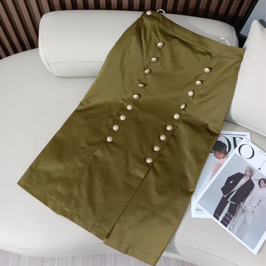 平凡高定！百搭高腰开叉A字包臀裙洋气修身半身裙F0722(A22-15)