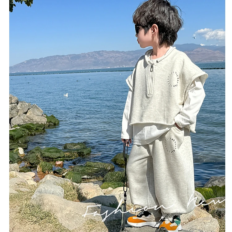 男童套装春装2025新款儿童春季洋气卫衣三件套男孩春秋款潮酷衣服