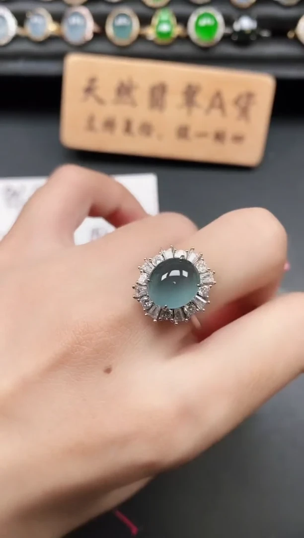 银S925镶嵌戒指翡翠1