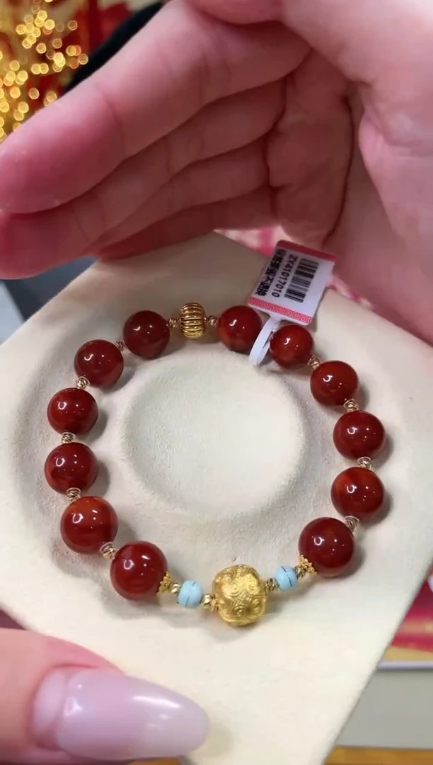 【闪购商品】南红玛瑙手链18K金镶嵌@@ZY41017010