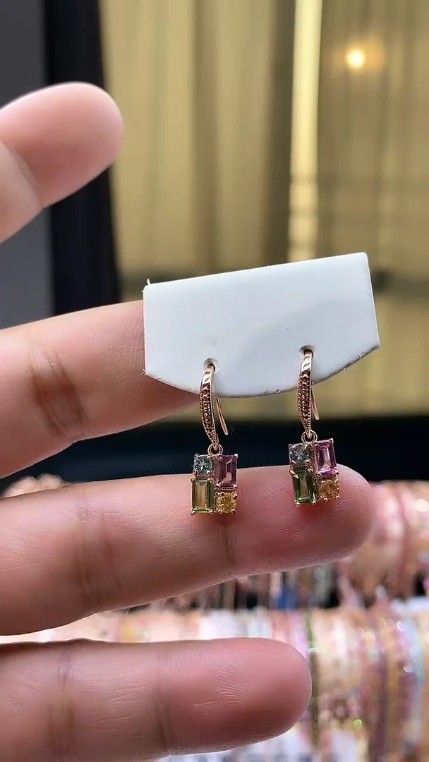 【闪购商品】碧玺耳钩银S925镶嵌1156166155665