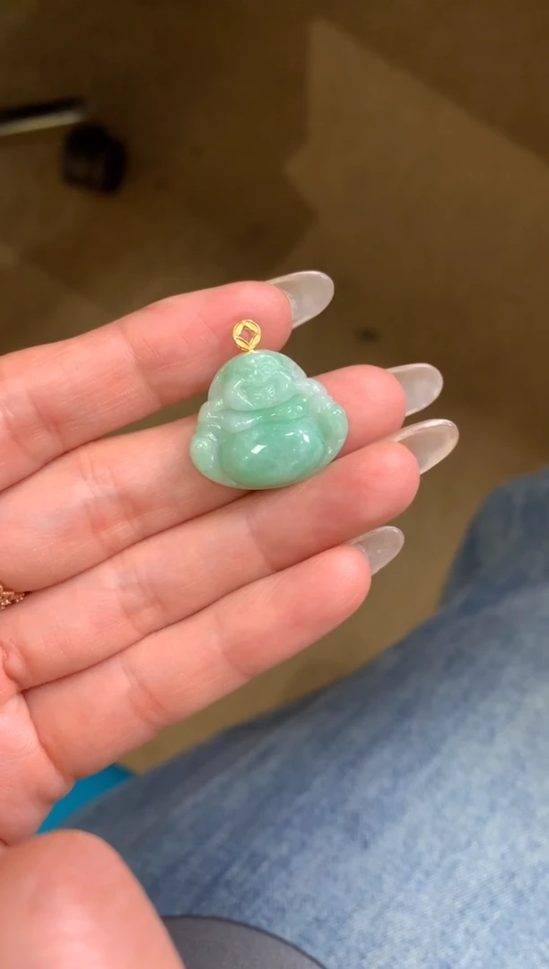 吊坠(不含链)18K金镶嵌翡翠翡翠