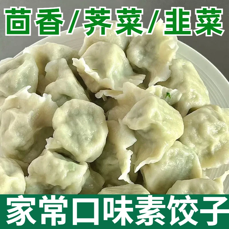 素馅水饺茴香馅素饺子早餐速食韭菜鸡蛋馅速冻饺子蒸煎饺商用整箱