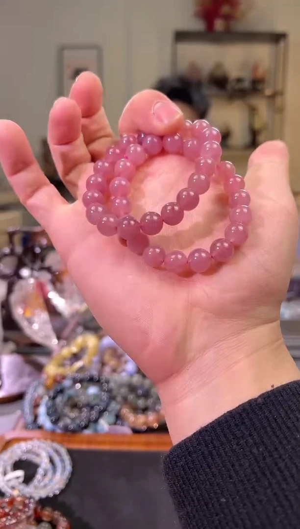 【闪购商品】芙蓉石手串未镶嵌10+mm紫马粉手串（多样性发其一）