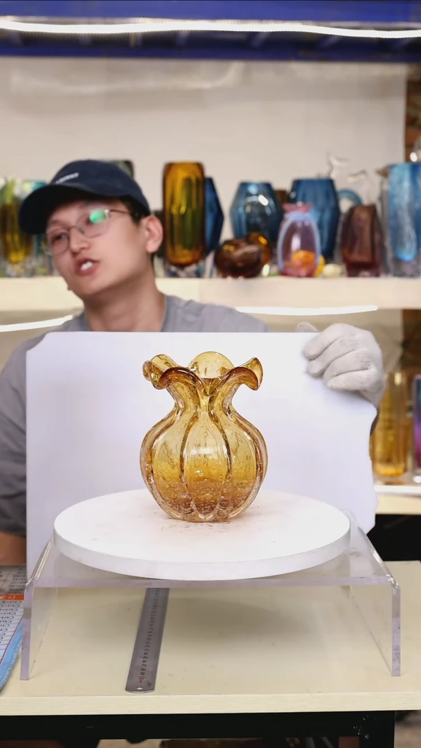 琉璃高17琉璃花瓶果盘摆件微瑕福利