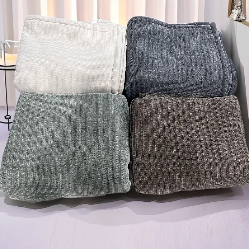 G2101   现代北欧风针织拼珊瑚绒双面保暖绒毯(微瑕)