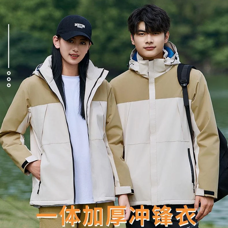 户外一体超柔银狐绒冲锋衣男女情侣防风防水保暖徒步登山