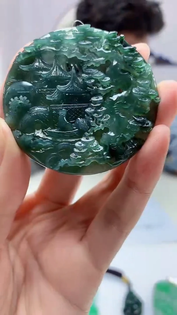 【闪购商品】定制翡翠未镶嵌4688zm-毛货挂件山水147