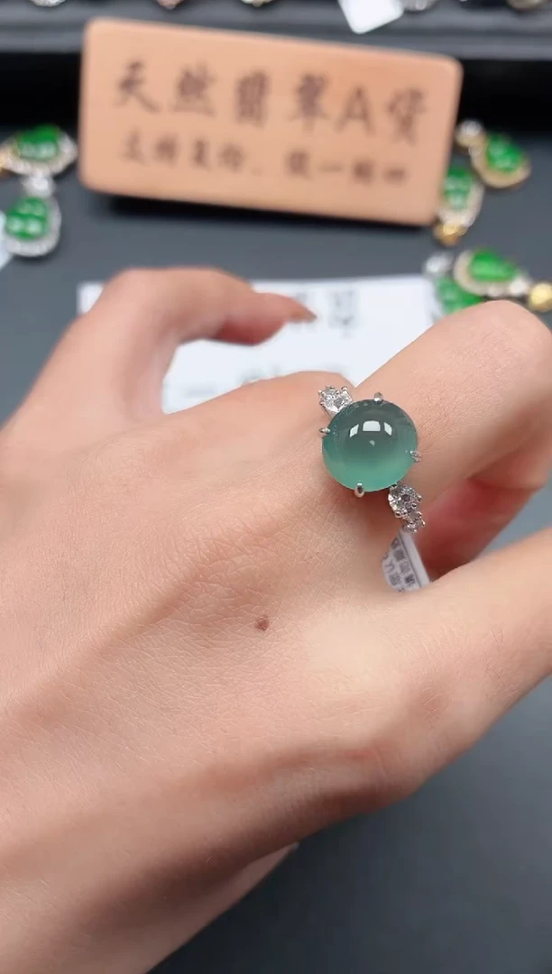 银S925镶嵌戒指翡翠1