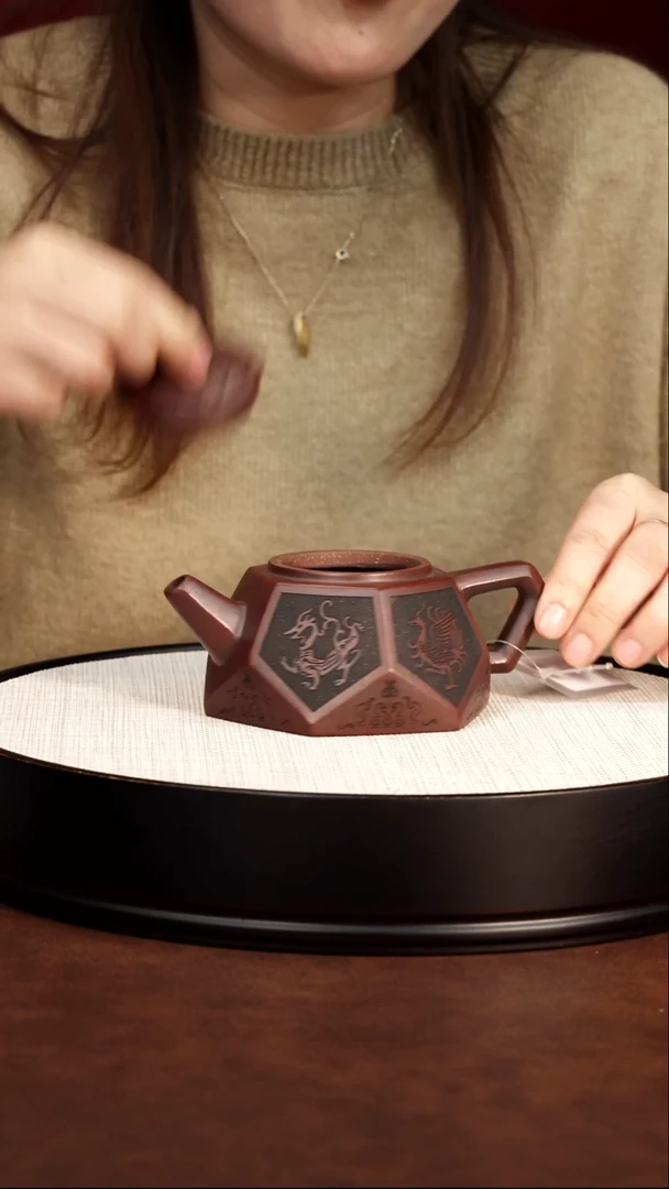 茶壶紫砂宜兴紫砂 十六方钻石壶龙山古乌泥 周昌荣 322