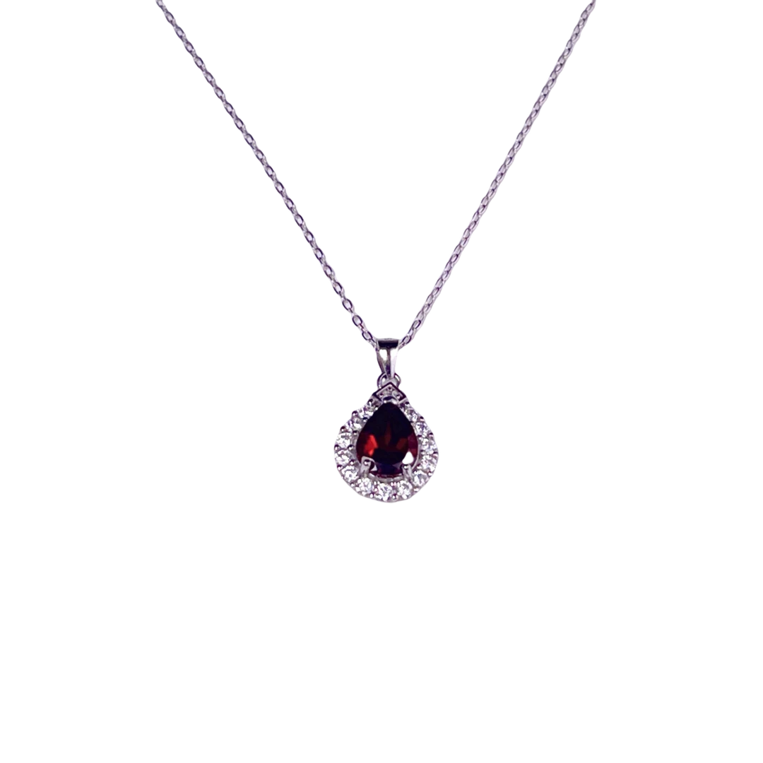 [石榴石·色蕴系列]天然石榴石S925银镶吊坠时尚轻奢气质