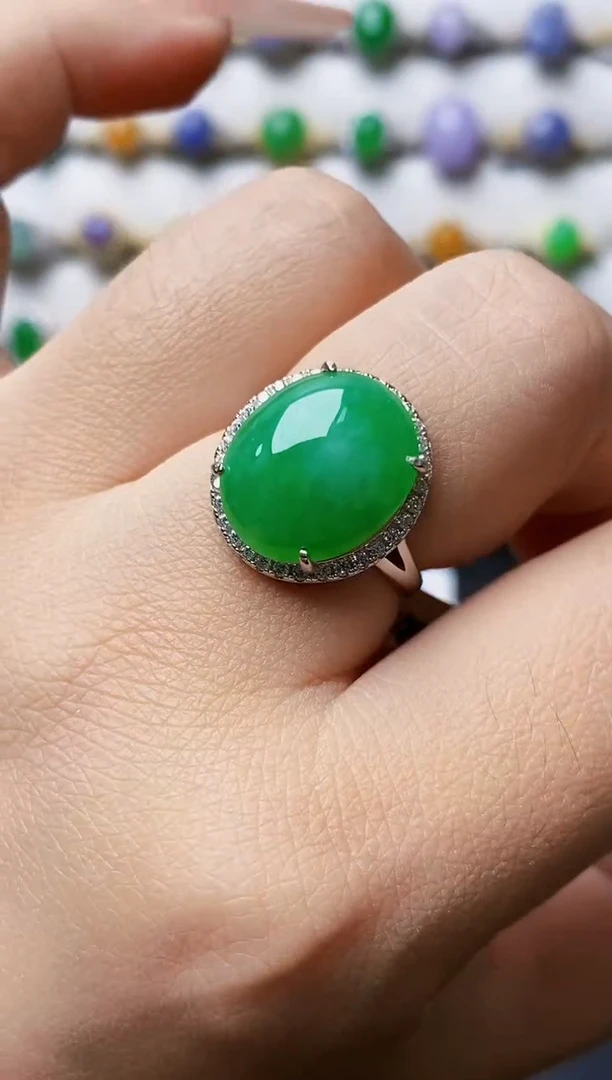 银S925镶嵌戒指翡翠0352