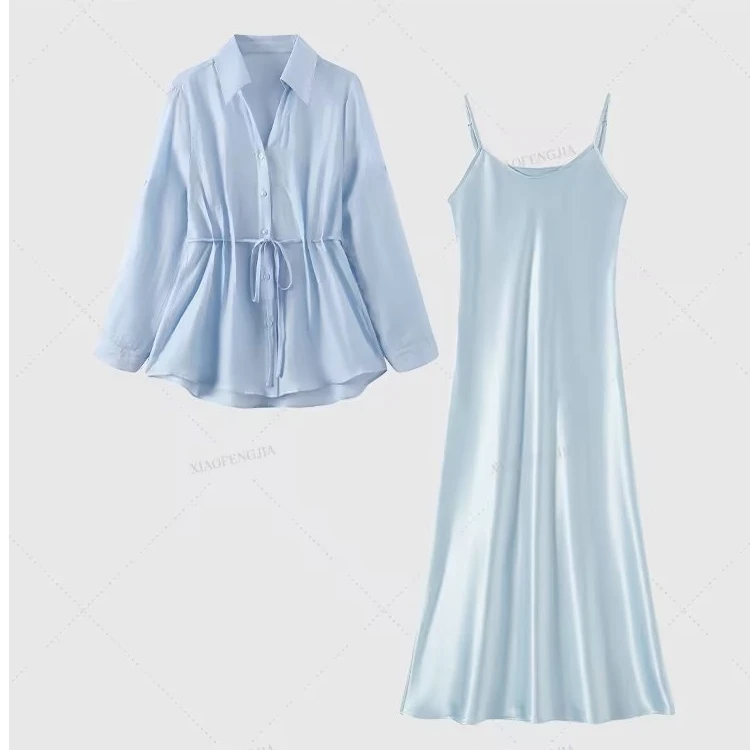 2025新款夏季新款衬衫吊带连衣裙两件套JR-209361