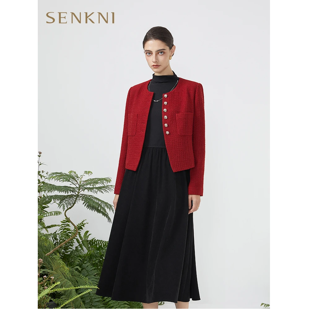 senkni/圣可尼【百大66周年庆】复古气质真两件小香风套装S170201OE