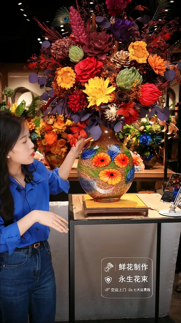 手工艺品琉璃手工花器花束空运包邮送货上门-以图片为准