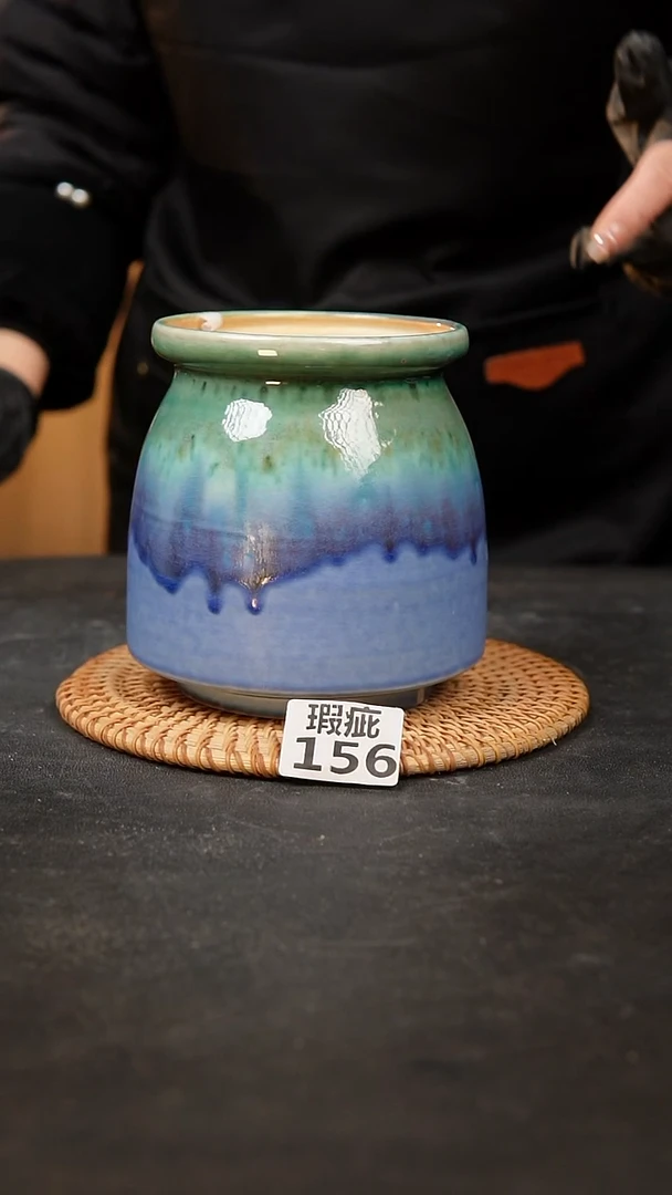 【闪购商品】瓷片156泥泥手工花盆口10高13