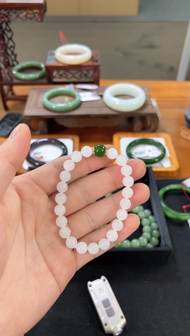 未镶嵌手串和田玉卡8新疆黑山 DIY碧玉 多样性发一